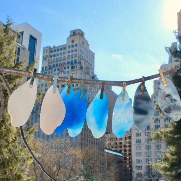 18K Gold Blue Ocean Drop Dangle Teardrop Earrings - Picture 7 of 7